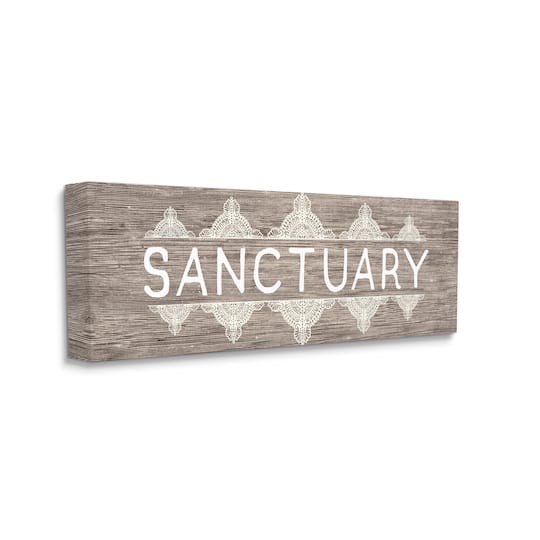 Stupell Industries Rustic Sanctuary Text with Paisley Country Pattern Canvas Wall Art